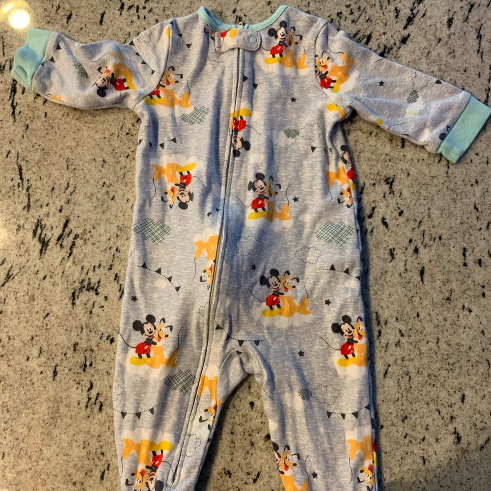 Disney Mickey & Pluto zipper footed pajamas